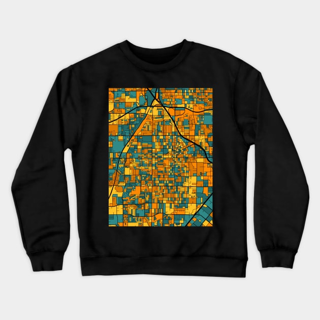 Santa Ana Map Pattern in Orange & Teal Crewneck Sweatshirt by PatternMaps